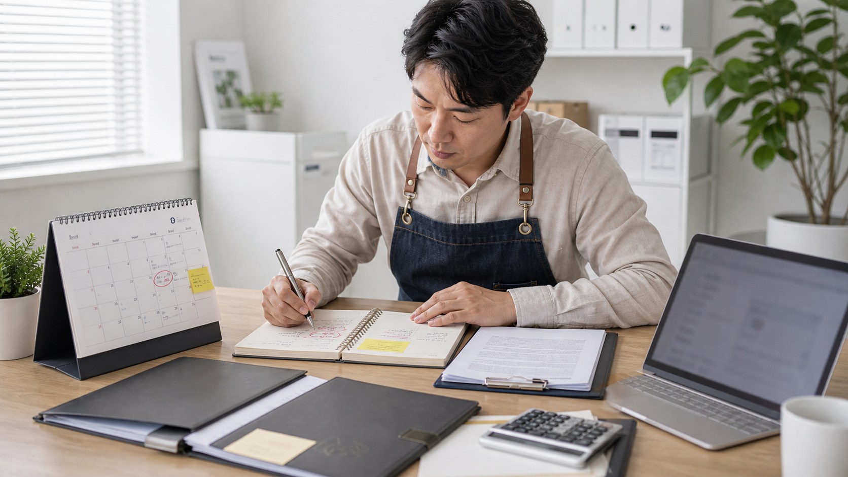 계약 해지 통지 기록과 계정 권한 목록을 정리한 노트북 화면