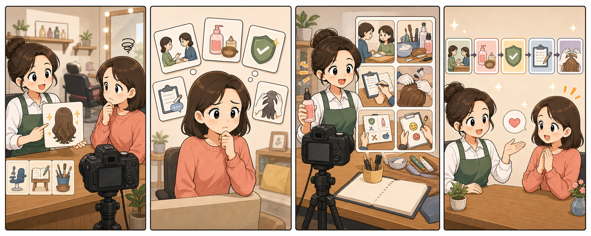 미용실과 학원, 공방 같은 서비스 업종이 결과물보다 상담과 준비, 피드백 과정을 보여주는 4컷 만화