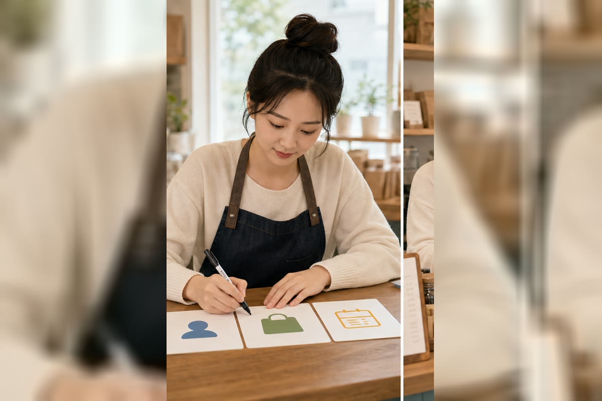 사장님이 당근 채팅 첫 답장에 상황, 선택지, 다음 행동 카드를 정리하는 장면