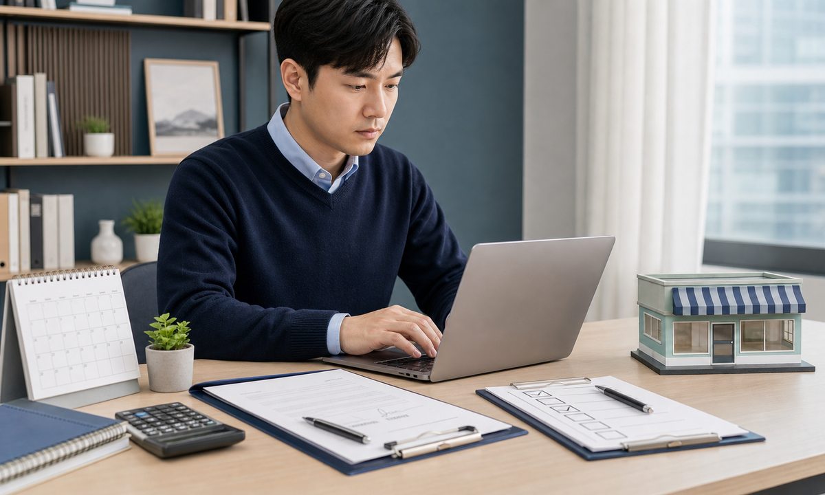프랜차이즈 계약 전 서명을 미루고 본사에 확인 질문을 보내는 장면