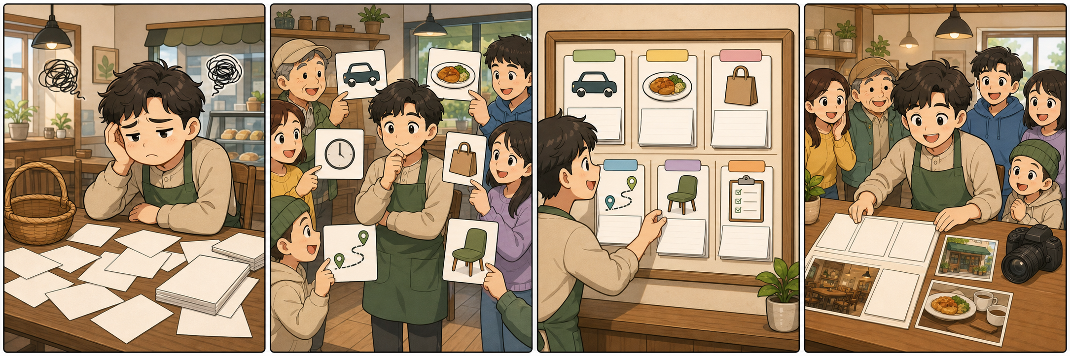 동네 가게 사장님이 손님 질문을 블로그 글감으로 바꾸는 4컷 만화