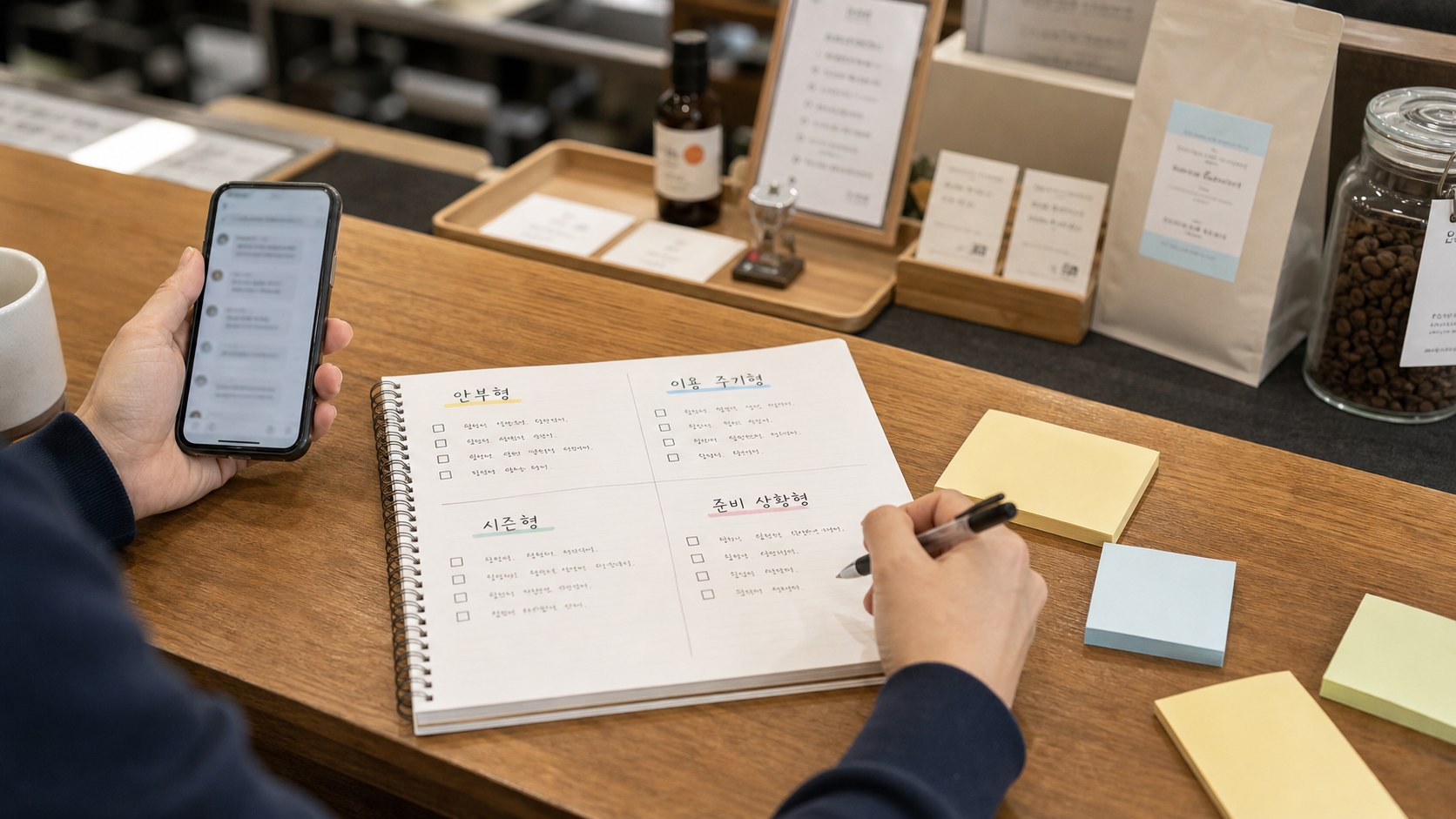 단골 메시지 첫 줄을 안부형과 주기형, 시즌형으로 나눠 정리하는 손