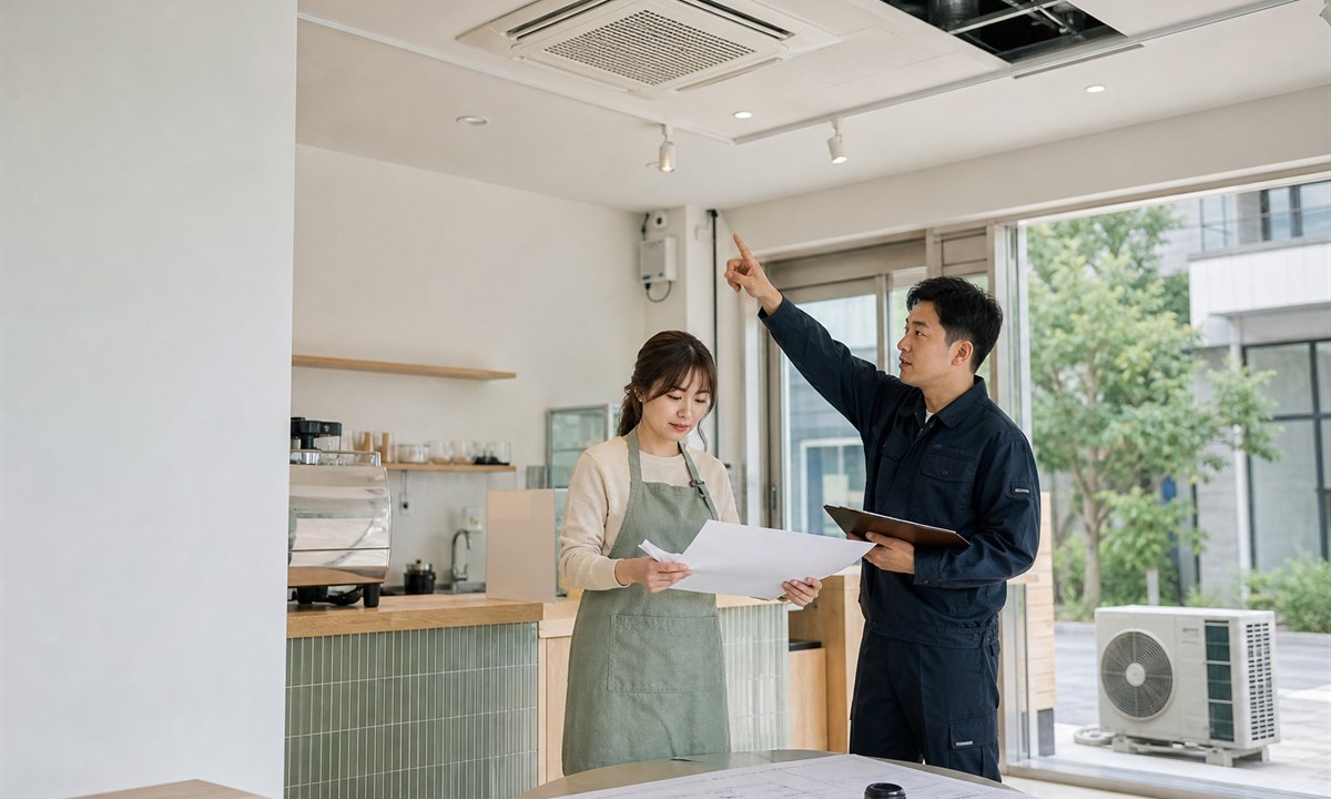 매장 에어컨 설치 계약: 용량·배관·추가비·A/S 대표 이미지