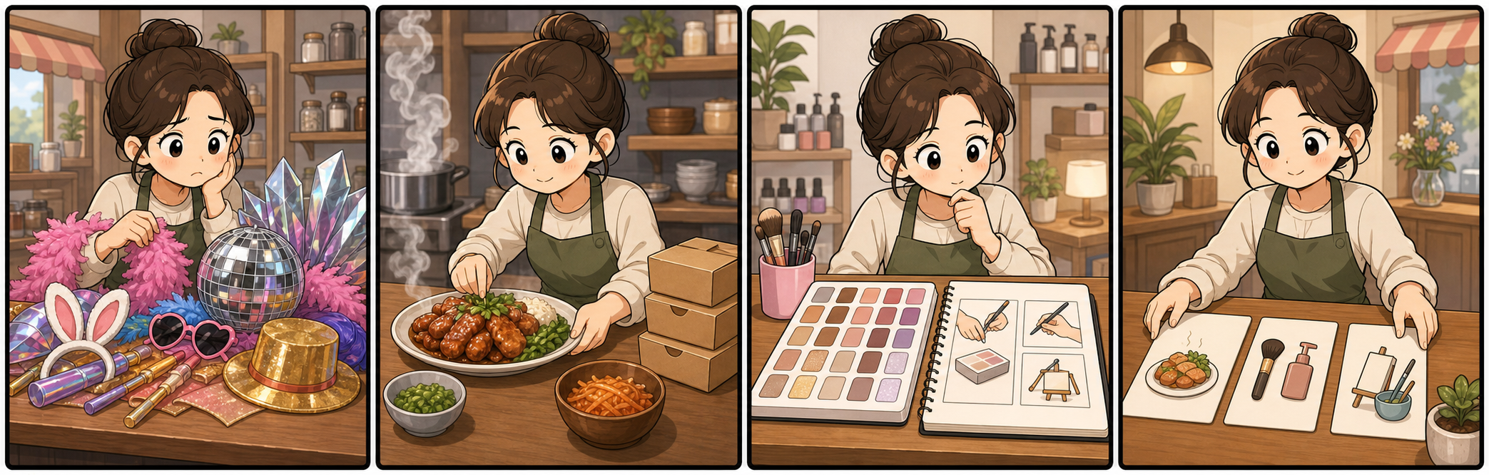 틱톡이 맞는 업종인지 유행보다 실제로 보여줄 장면으로 판단하는 4컷 만화