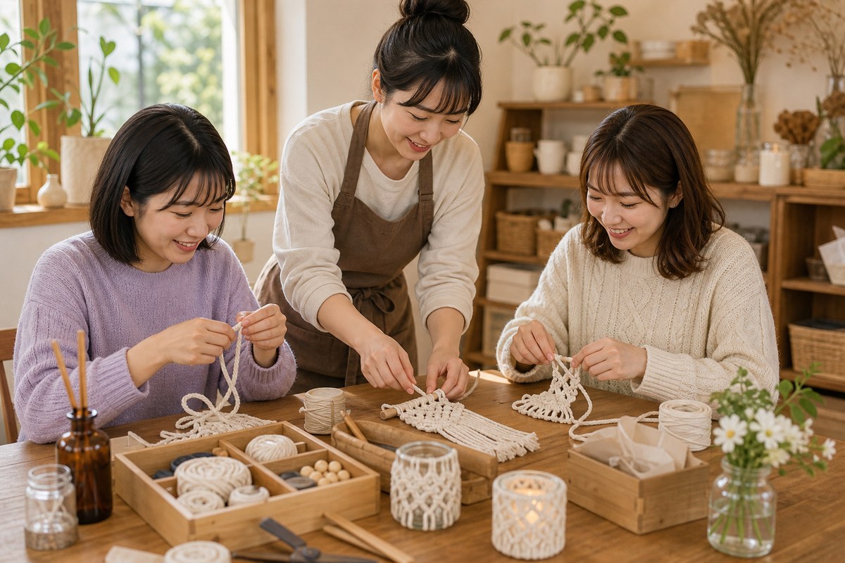 공방에서 수강생과 함께 원데이클래스 작품을 만드는 모습